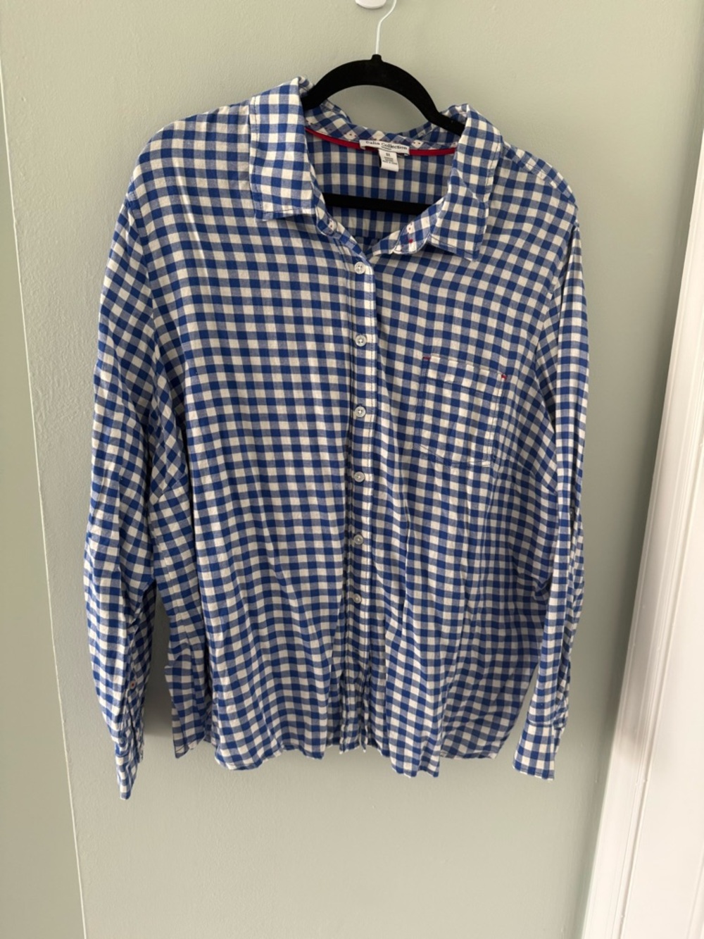 Blue and White Gingham Button-Down Shirt